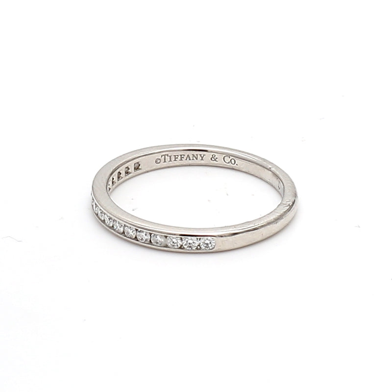 Tiffany & Co 0.48 Carat Round Brilliant H SI1 Diamond Platinum Band Ring