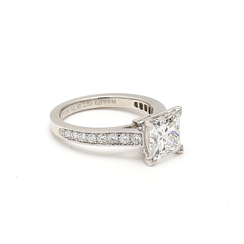 Cartier 2.89 Carat Princess Cut G VS1 Diamond Platinum Engagement Ring