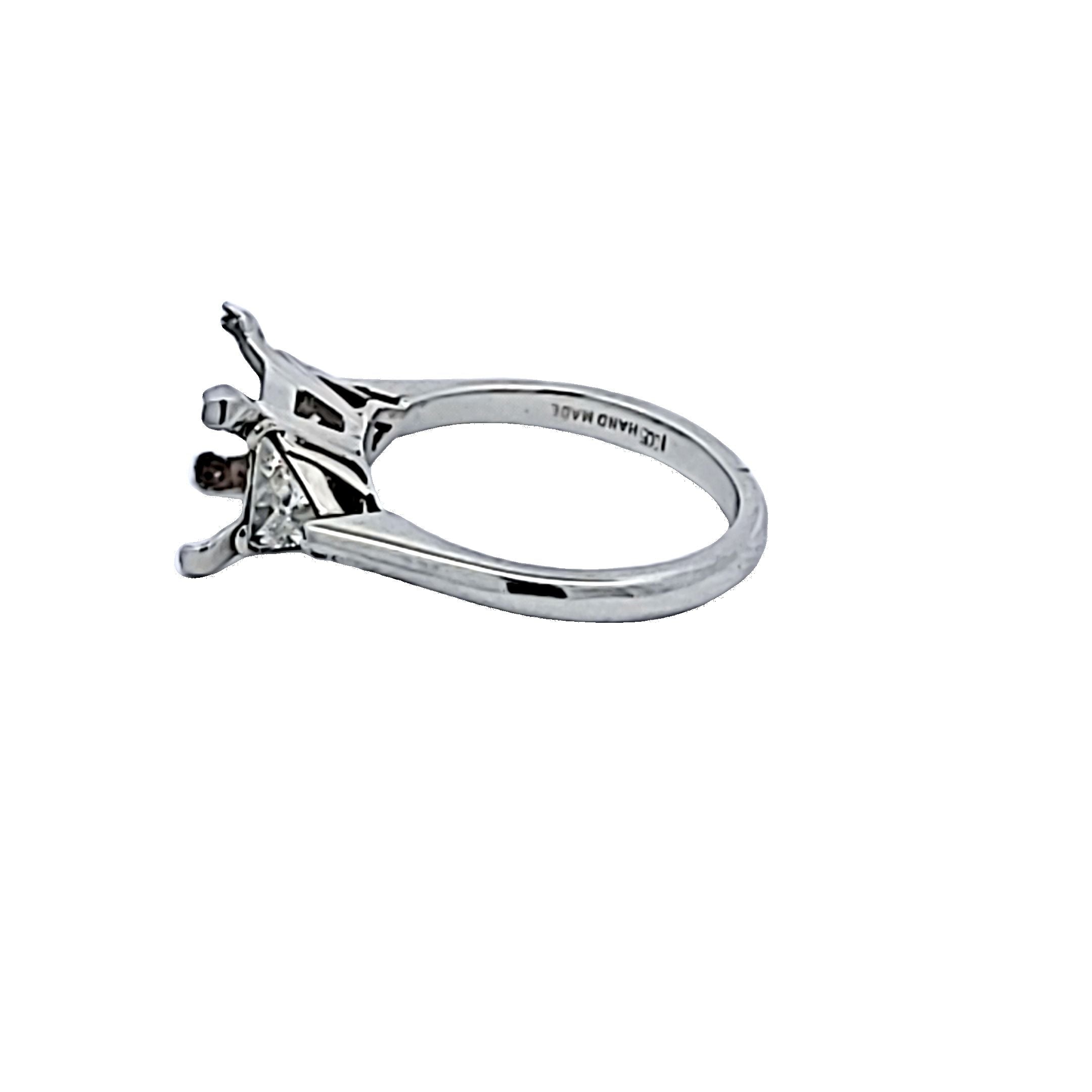0.70 Carat Triangular Shape H SI1 Diamond Platinum Semi Mount Ring