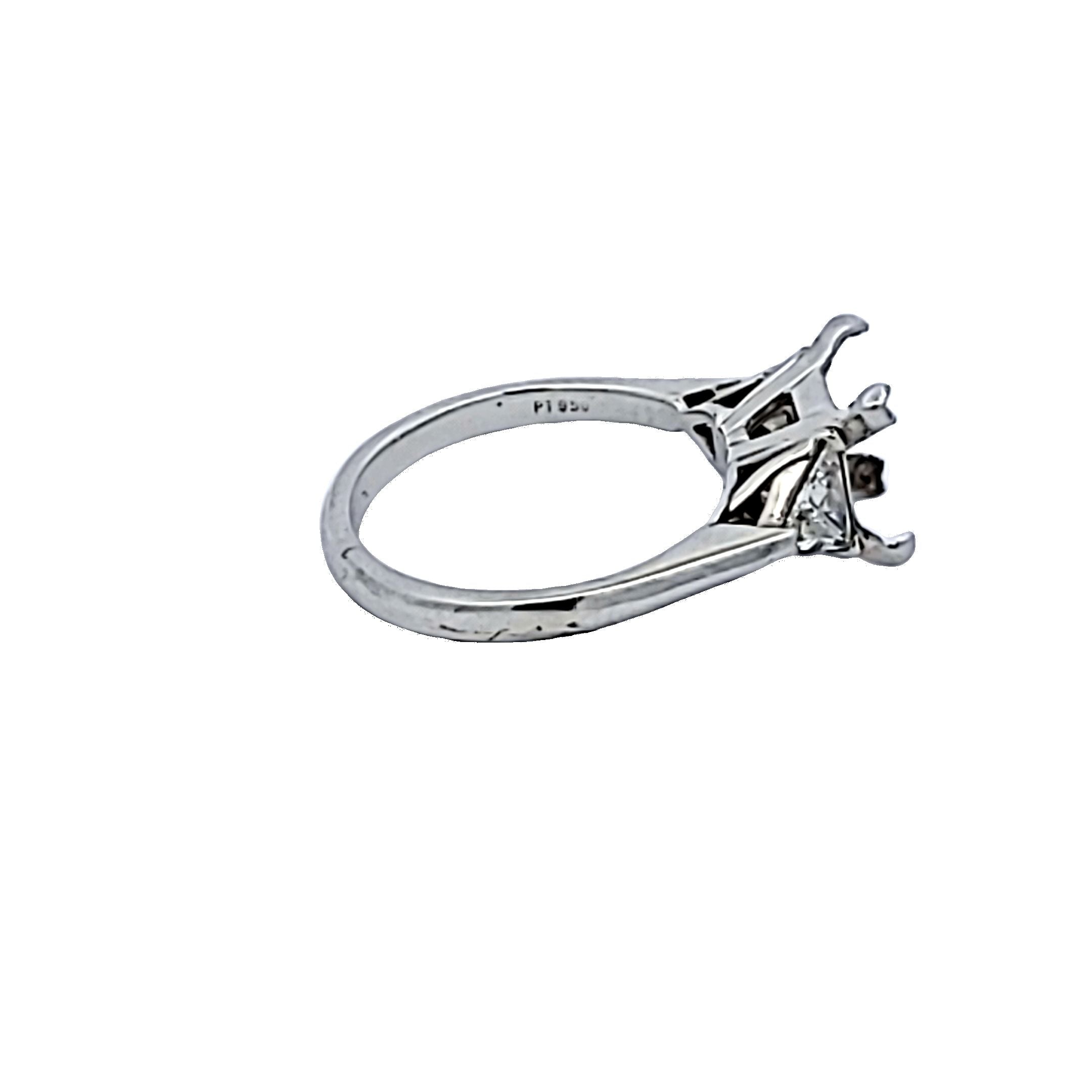 0.70 Carat Triangular Shape H SI1 Diamond Platinum Semi Mount Ring