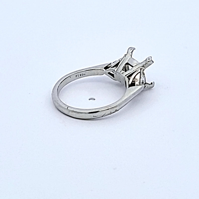 0.70 Carat Triangular Shape H SI1 Diamond Platinum Semi Mount Ring