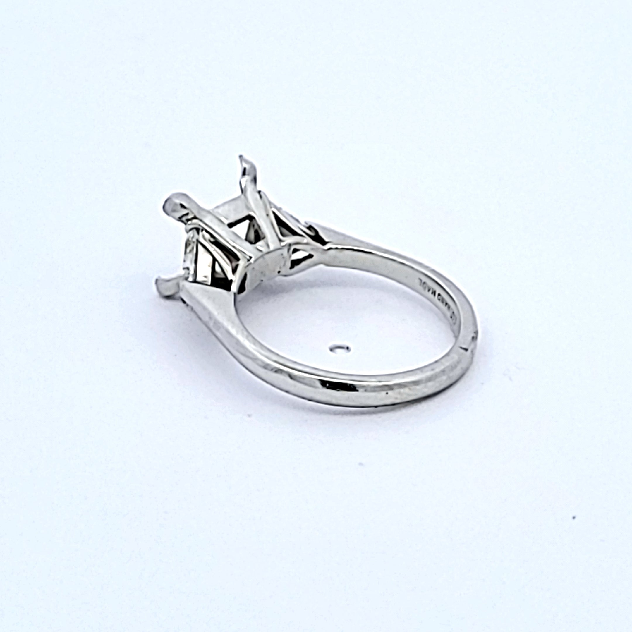 0.70 Carat Triangular Shape H SI1 Diamond Platinum Semi Mount Ring