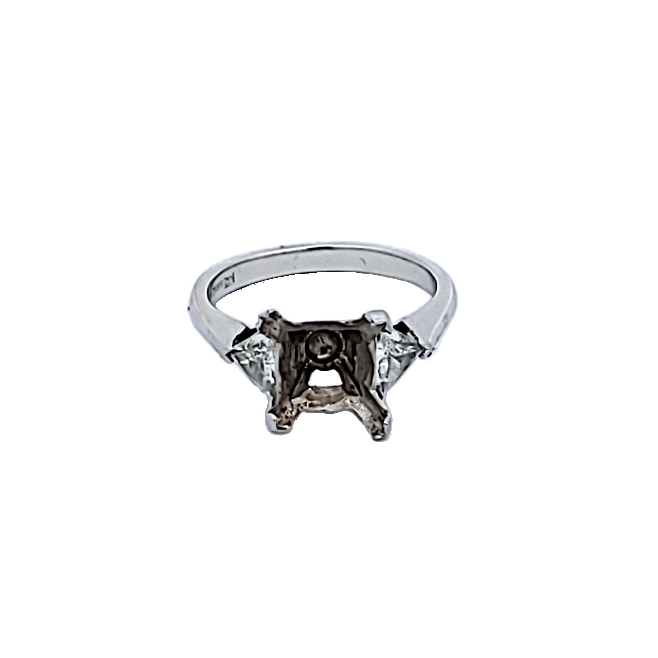 0.70 Carat Triangular Shape H SI1 Diamond Platinum Semi Mount Ring