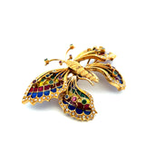 0.31 Carat Diamond 0.35 Carat Multi Color Gems 18 Karat Yellow Gold Pin Brooch