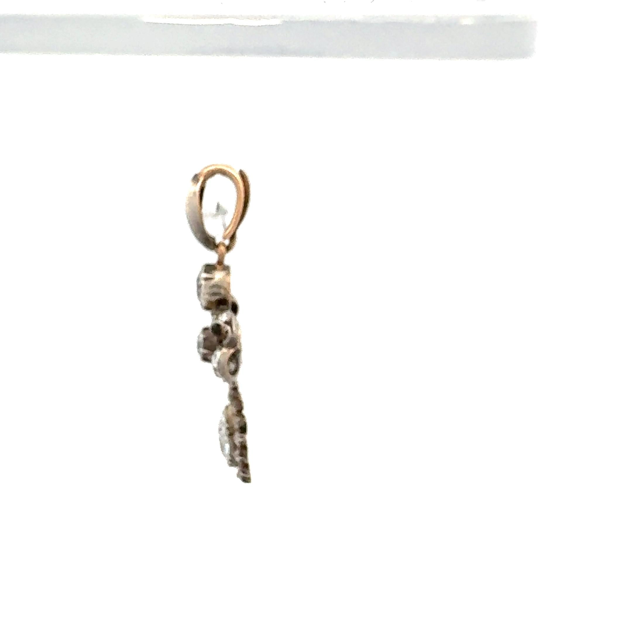 3.80ct Old European & Pear Diamond Platinum and 18K Gold Antique Pendant