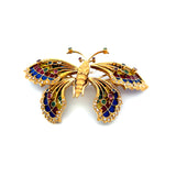 0.31 Carat Diamond 0.35 Carat Multi Color Gems 18 Karat Yellow Gold Pin Brooch