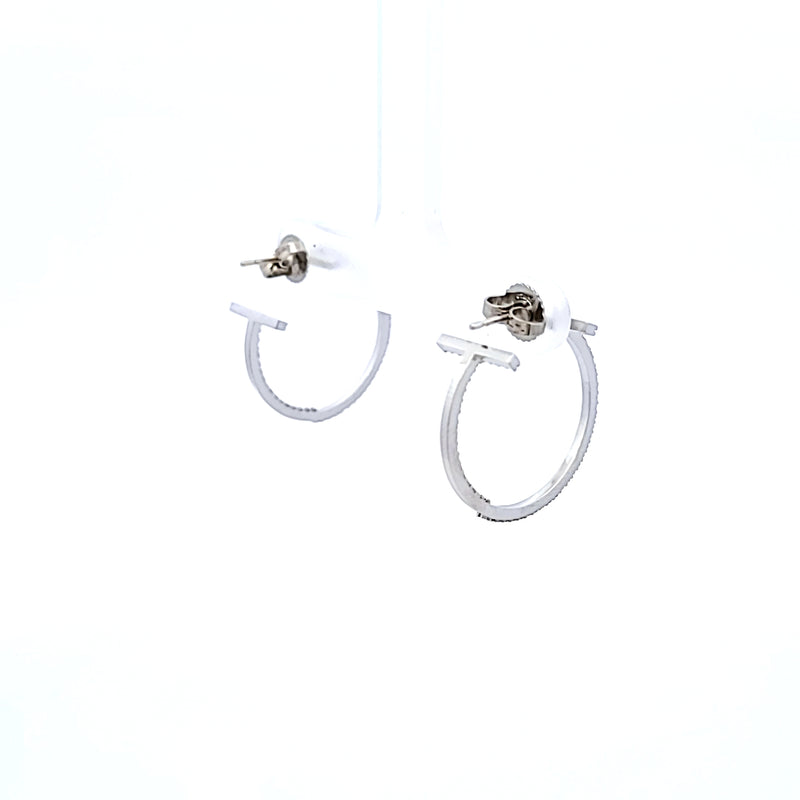 Tiffany & Co 0.41 Carat Round Brilliant D VVS1 Diamond 18 Karat White Gold Hoop Earring