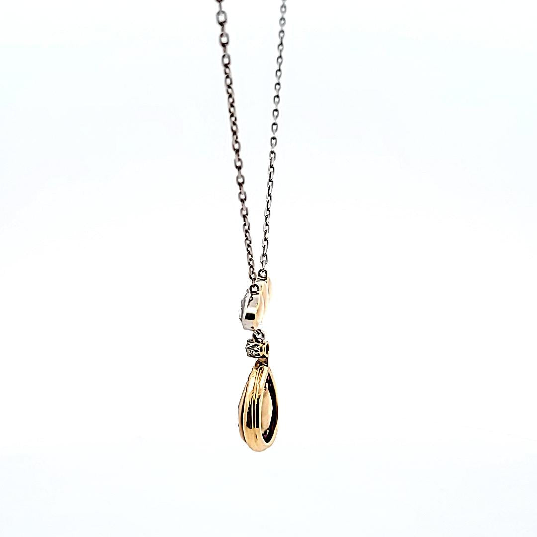 4.22 Carat Rose Cut Diamond 0.50 Carat Sapphire 18 Karat Gold Pendant Necklace