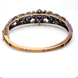 2.60 Carat Diamond 1.70 Carat Sapphire 14K Yellow Gold/Silver Bangle Bracelet