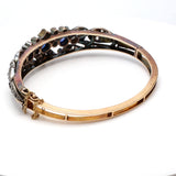 2.60 Carat Diamond 1.70 Carat Sapphire 14K Yellow Gold/Silver Bangle Bracelet