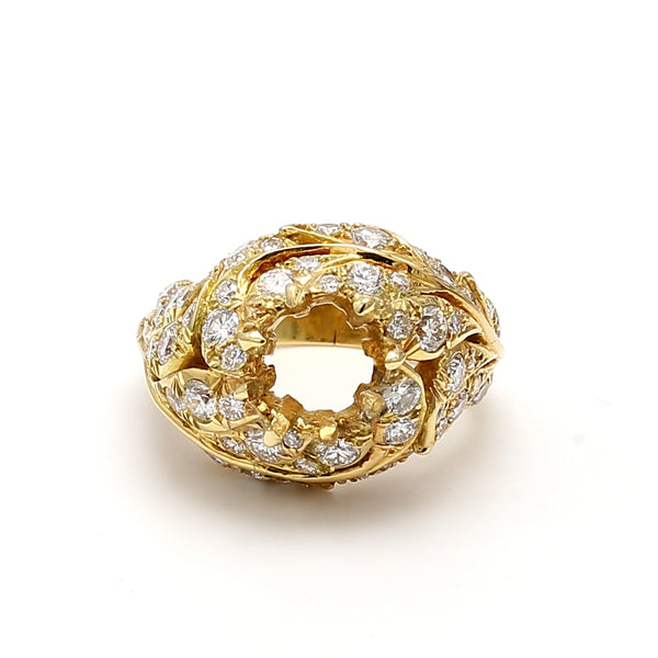 1.60 Carat Round Brilliant G VS1 Diamond 18 Karat Yellow Gold Semi Mount Ring