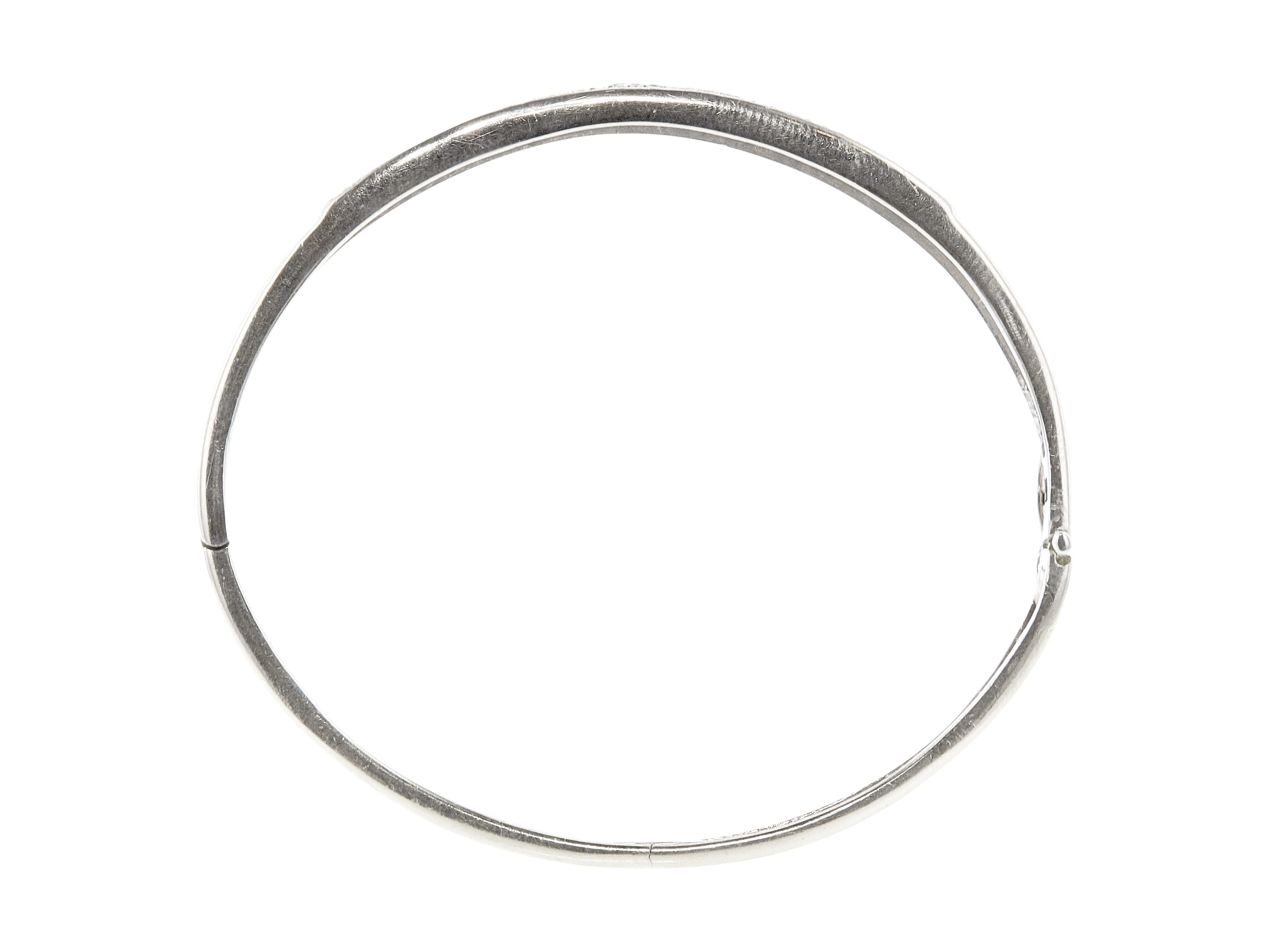 14K WG Bangle Bracelet with 1.42 Carat Round & Princess Cut Diamonds Size 6.75