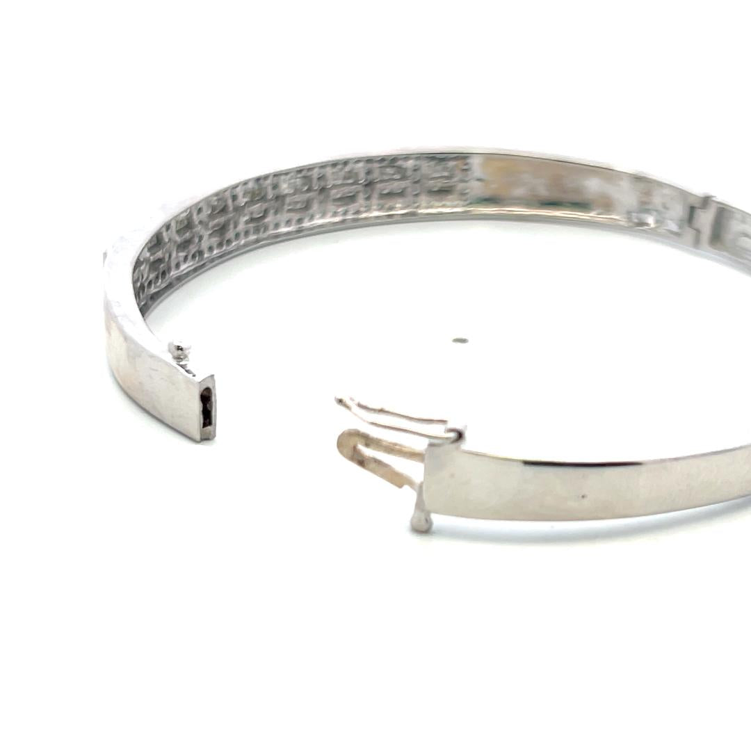 14K WG Bangle Bracelet with 1.42 Carat Round & Princess Cut Diamonds Size 6.75