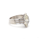 4.39 Carat Marquis and Baguette and Round Brilliant Diamond Platinum Engagement Ring