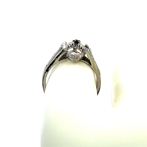 1.52 Carat Baguette and Round Brilliant H SI1 Diamond Platinum Semi Mount Ring