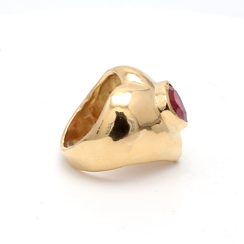 2.00 Carat Tourmaline Hear Shape 18 Karat Yellow Gold Gems Stone Ring