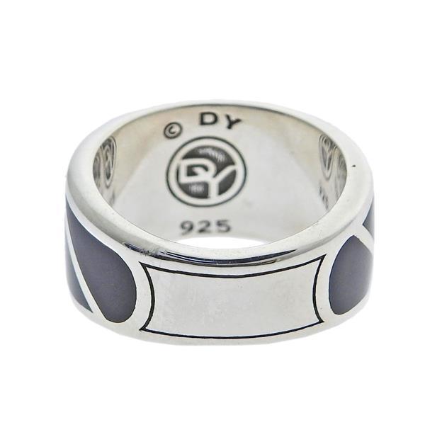 David Yurman Silver Bold Band Ring 17mm Size 8.25 Black Onyx