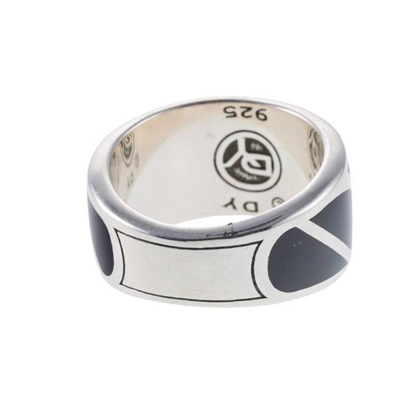David Yurman Silver Bold Band Ring 17mm Size 8.25 Black Onyx