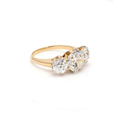 5.54 Carat Old European Cut Diamond 18K Yellow Gold Three-Stone Ring