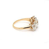 5.54 Carat Old European Cut Diamond 18K Yellow Gold Three-Stone Ring