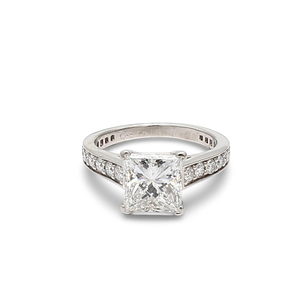 Cartier 2.27 Carat Princess Cut F VVS1 Diamond Platinum Engagement Ring