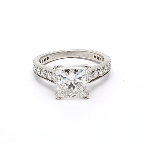 Cartier 2.27 Carat Princess Cut F VVS1 Diamond Platinum Engagement Ring
