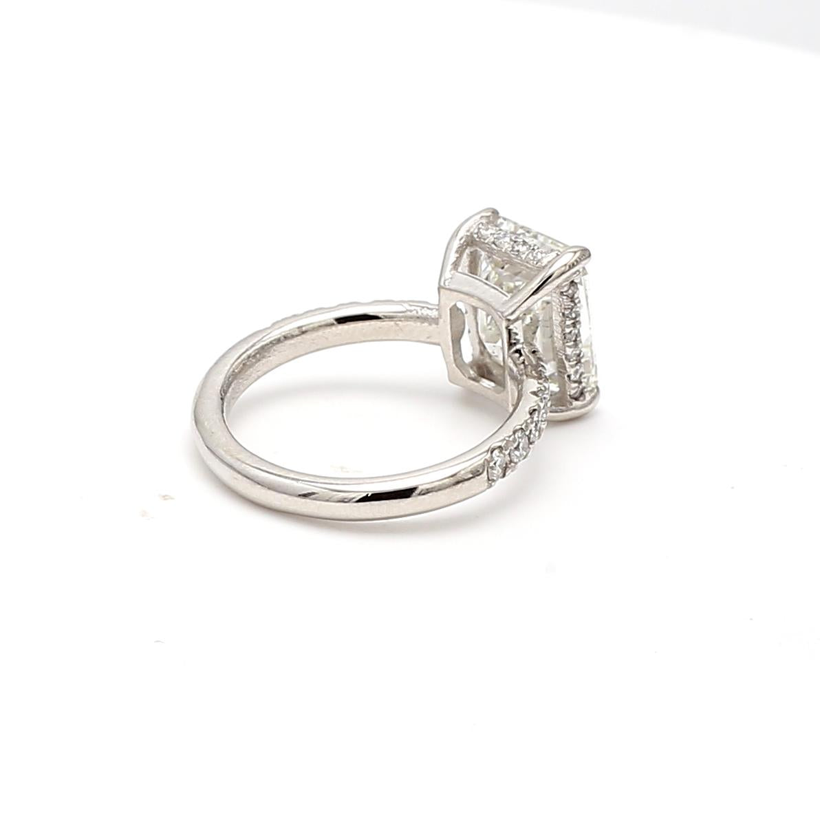 Platinum Engagement Ring 4.13ct Round & Radiant Cut Diamonds Size 5.25 H SI2 GIA