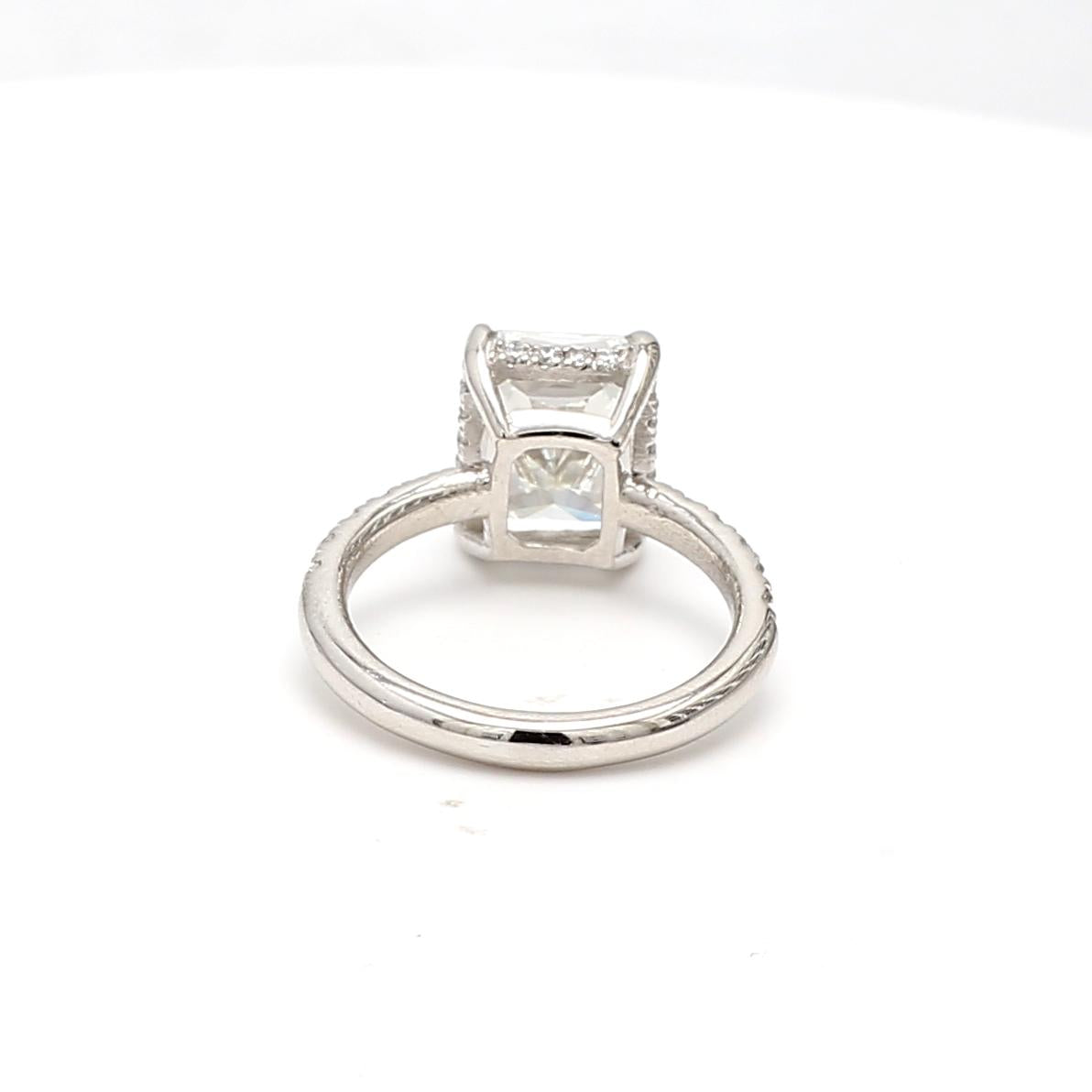 Platinum Engagement Ring 4.13ct Round & Radiant Cut Diamonds Size 5.25 H SI2 GIA