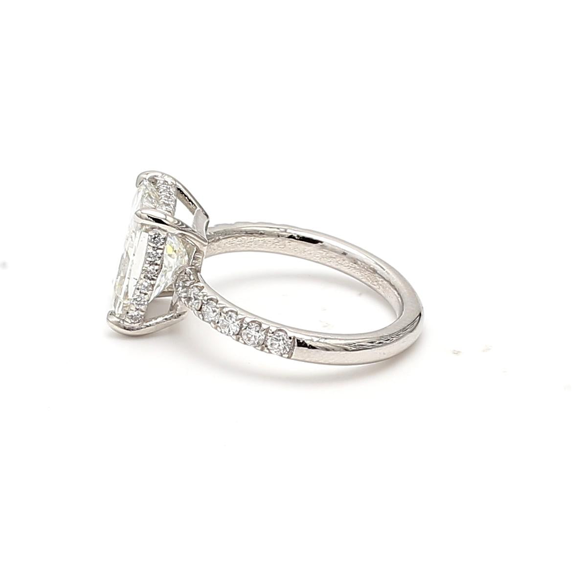 Platinum Engagement Ring 4.13ct Round & Radiant Cut Diamonds Size 5.25 H SI2 GIA