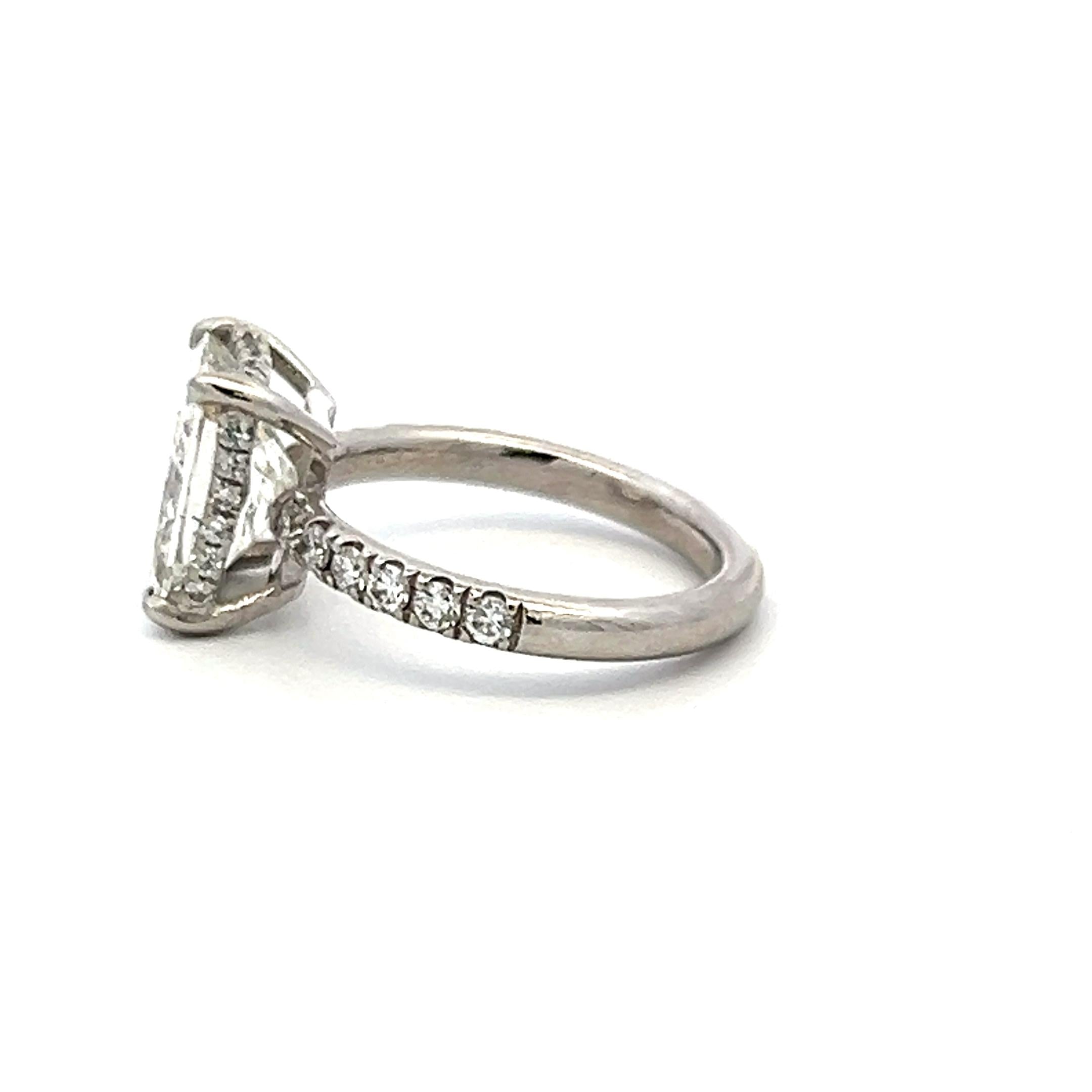 Platinum Engagement Ring 4.13ct Round & Radiant Cut Diamonds Size 5.25 H SI2 GIA