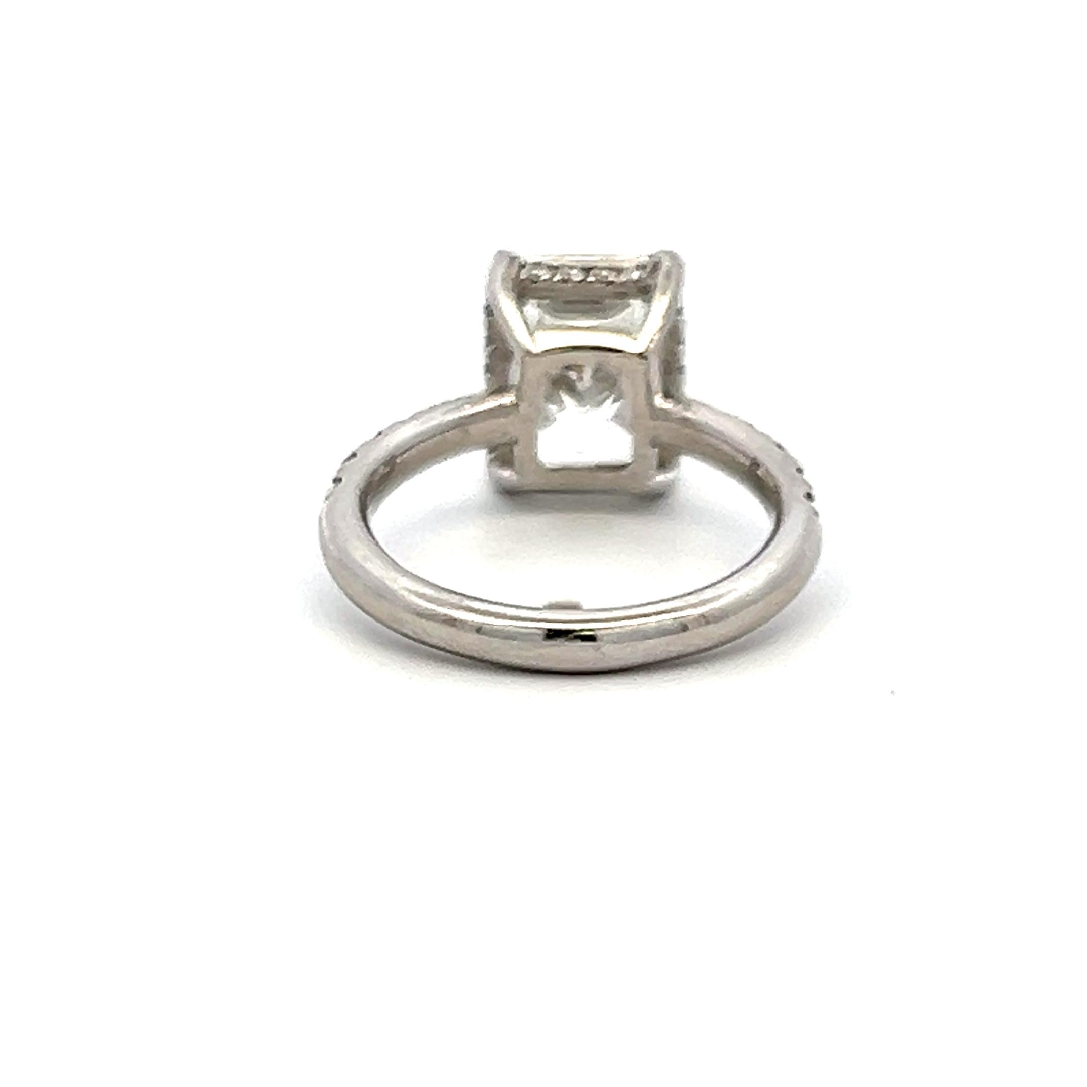 Platinum Engagement Ring 4.13ct Round & Radiant Cut Diamonds Size 5.25 H SI2 GIA