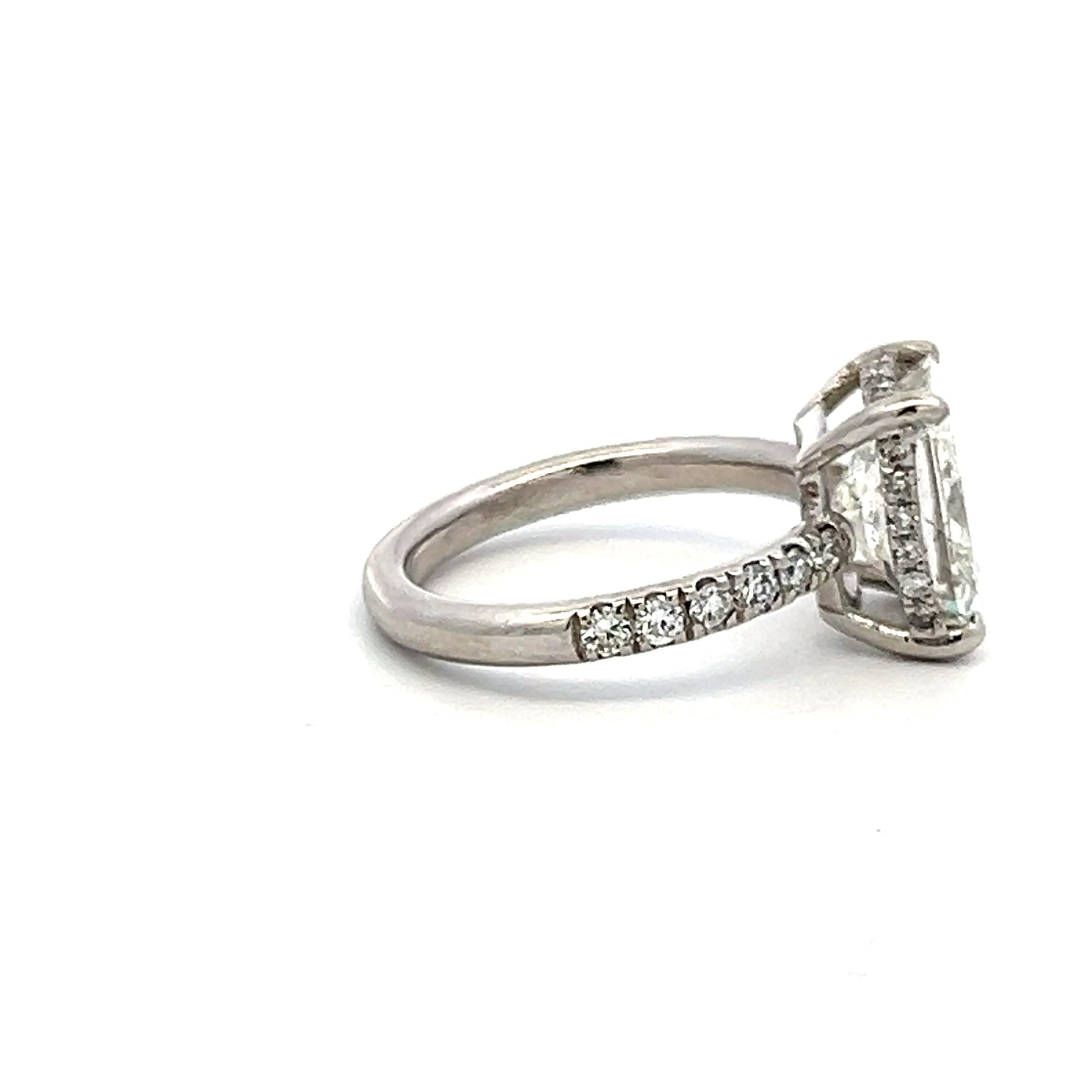 Platinum Engagement Ring 4.13ct Round & Radiant Cut Diamonds Size 5.25 H SI2 GIA