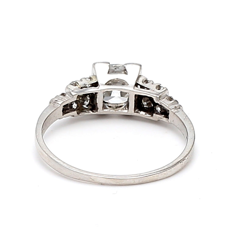 1.34 Carat Cushion Brilliant and Round Diamond Platinum Engagement Ring