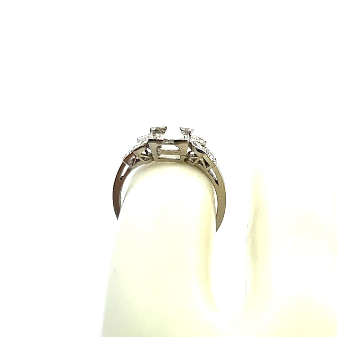 0.30 Carat Marquis Shape Old European Cut Diamond Platinum Semi Mount Ring