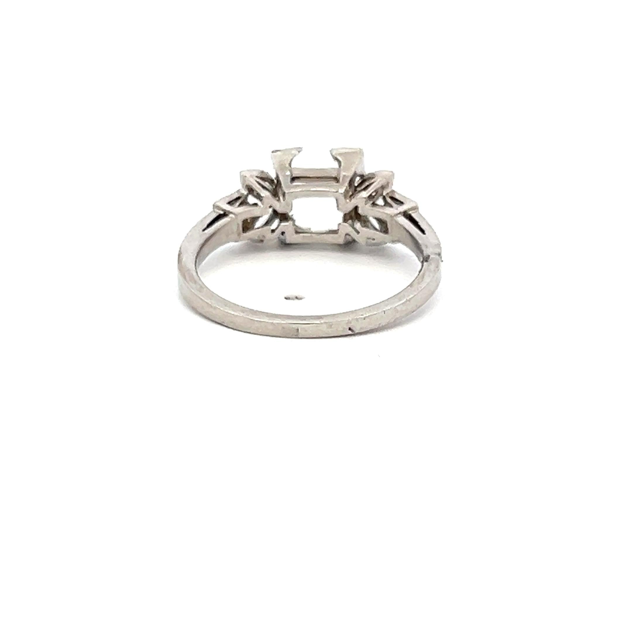 0.30 Carat Marquis Shape Old European Cut Diamond Platinum Semi Mount Ring