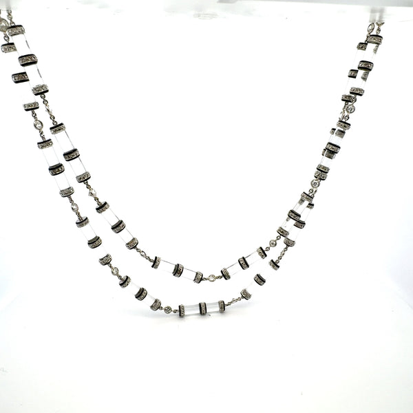 Art Deco 10 Carat Round Brilliant G-SI1 Diamond Crystal  Long Chain