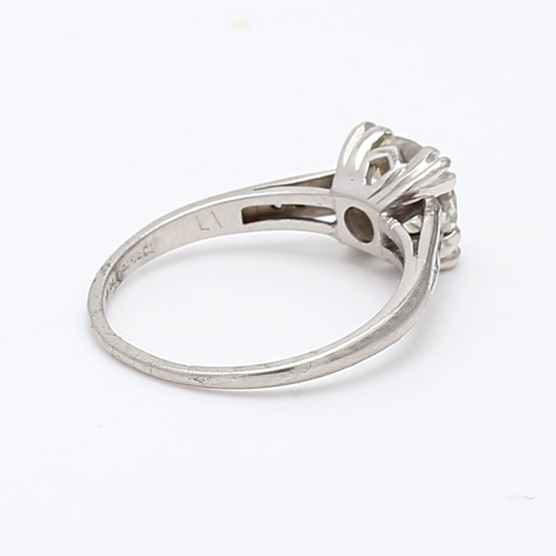 1.75 Carat Old European Cut K VS2 Diamond Platinum Engagement Ring