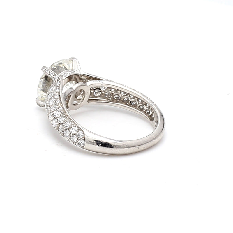 Cartier 3.41 Carat Round Brilliant H VVS2 Diamond Platinum Wedding Ring