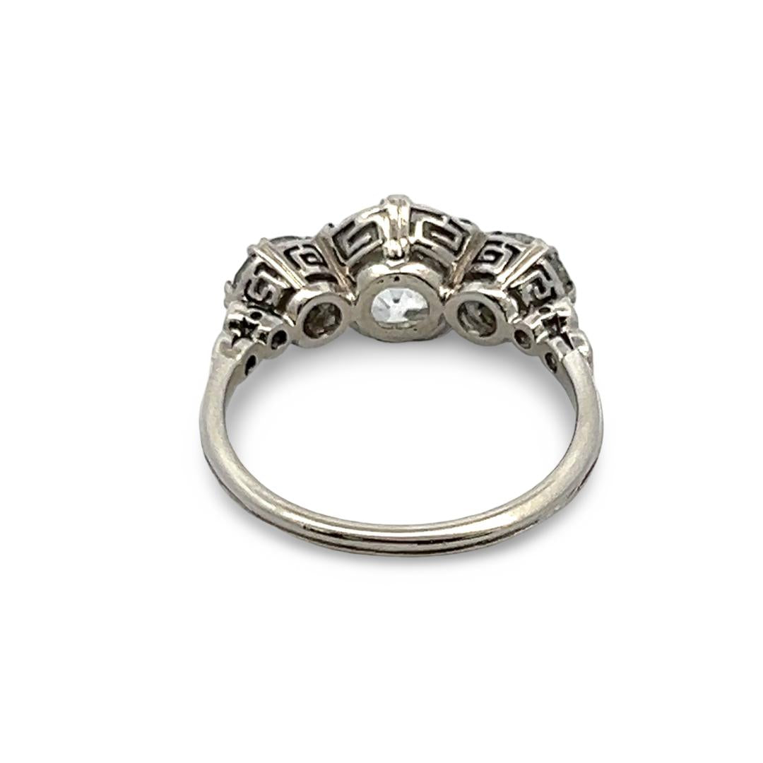 3.75 Carat Old European Cut I-H-F SI1 Diamond Platinum Three-Stone Ring