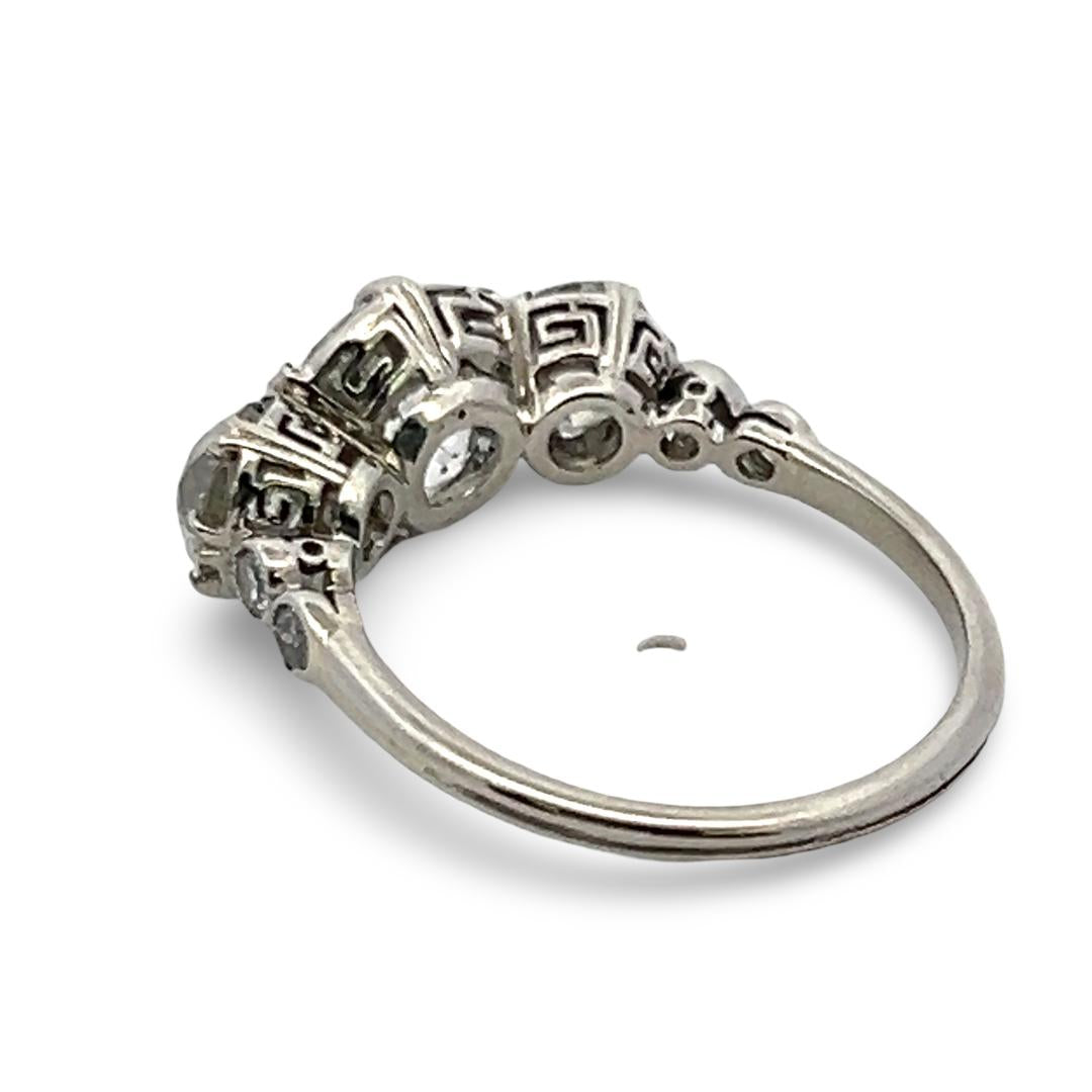 3.75 Carat Old European Cut I-H-F SI1 Diamond Platinum Three-Stone Ring