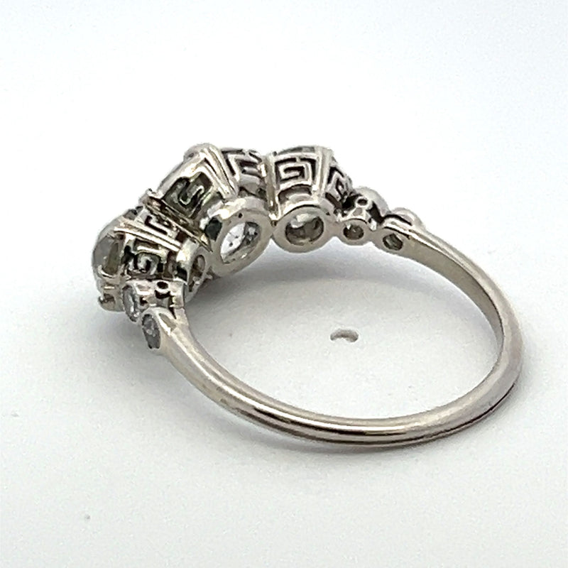 3.75 Carat Old European Cut I-H-F SI1 Diamond Platinum Three-Stone Ring