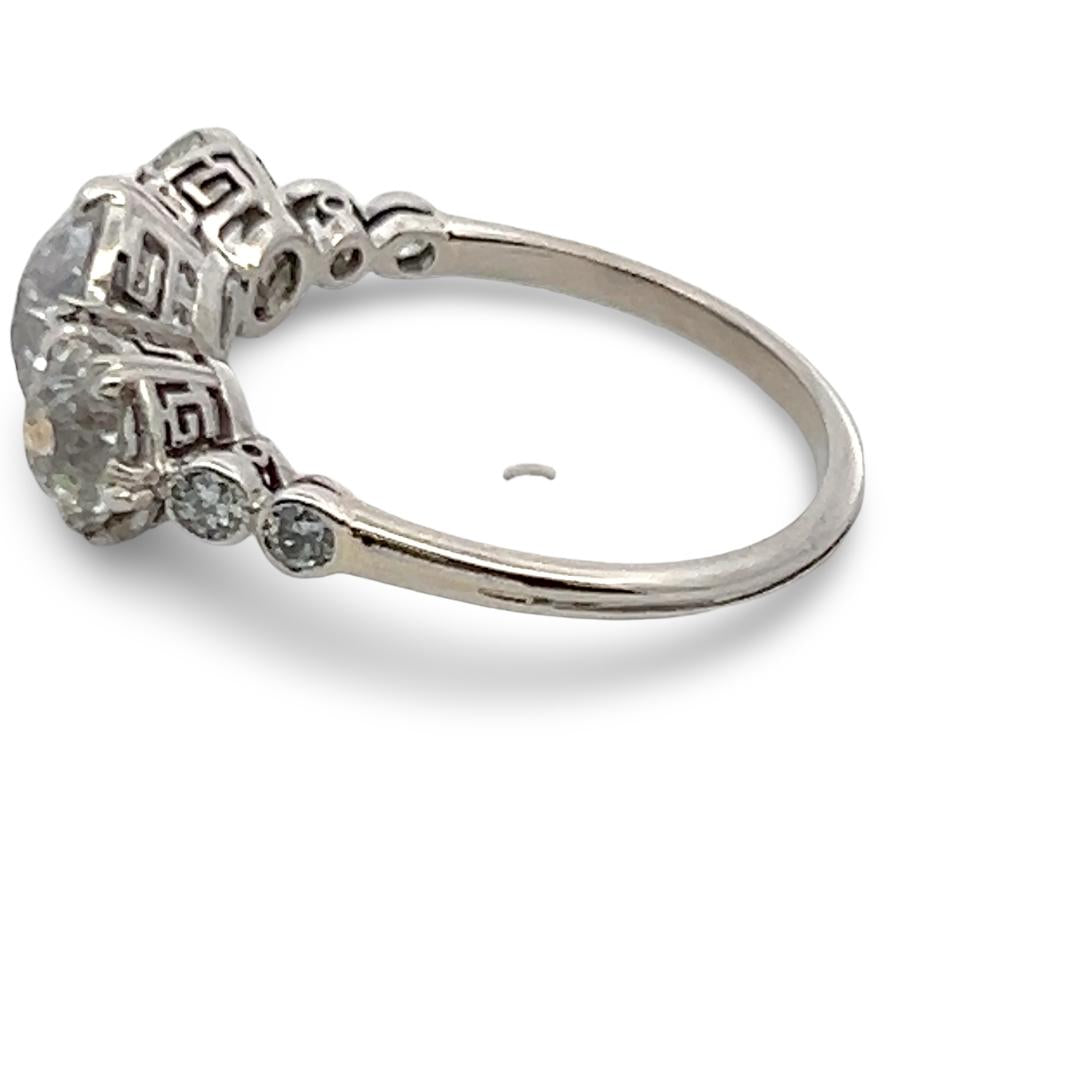 3.75 Carat Old European Cut I-H-F SI1 Diamond Platinum Three-Stone Ring