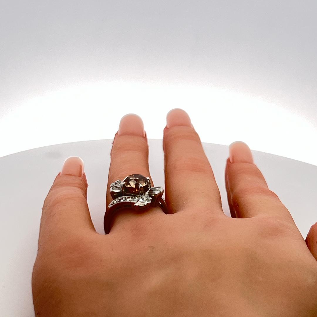 3.14 Carat Round and other cut Fancy Brown Diamond Platinum Cocktail Ring
