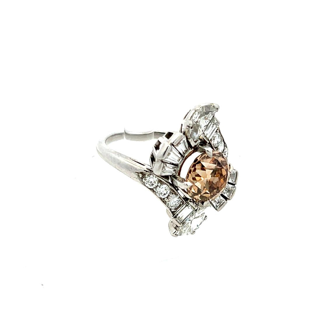 3.14 Carat Round and other cut Fancy Brown Diamond Platinum Cocktail Ring
