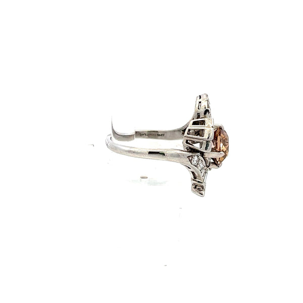 3.14 Carat Round and other cut Fancy Brown Diamond Platinum Cocktail Ring