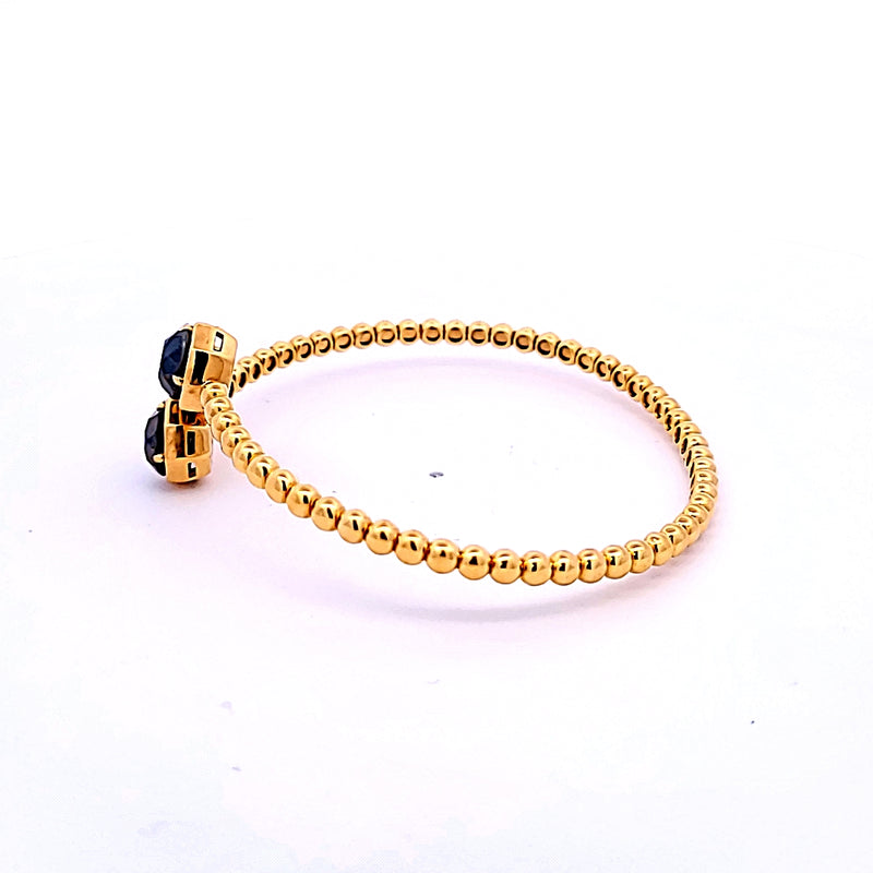 2.00 Carat Black Diamond 18 Karat Yellow Gold Bangle Bracelet