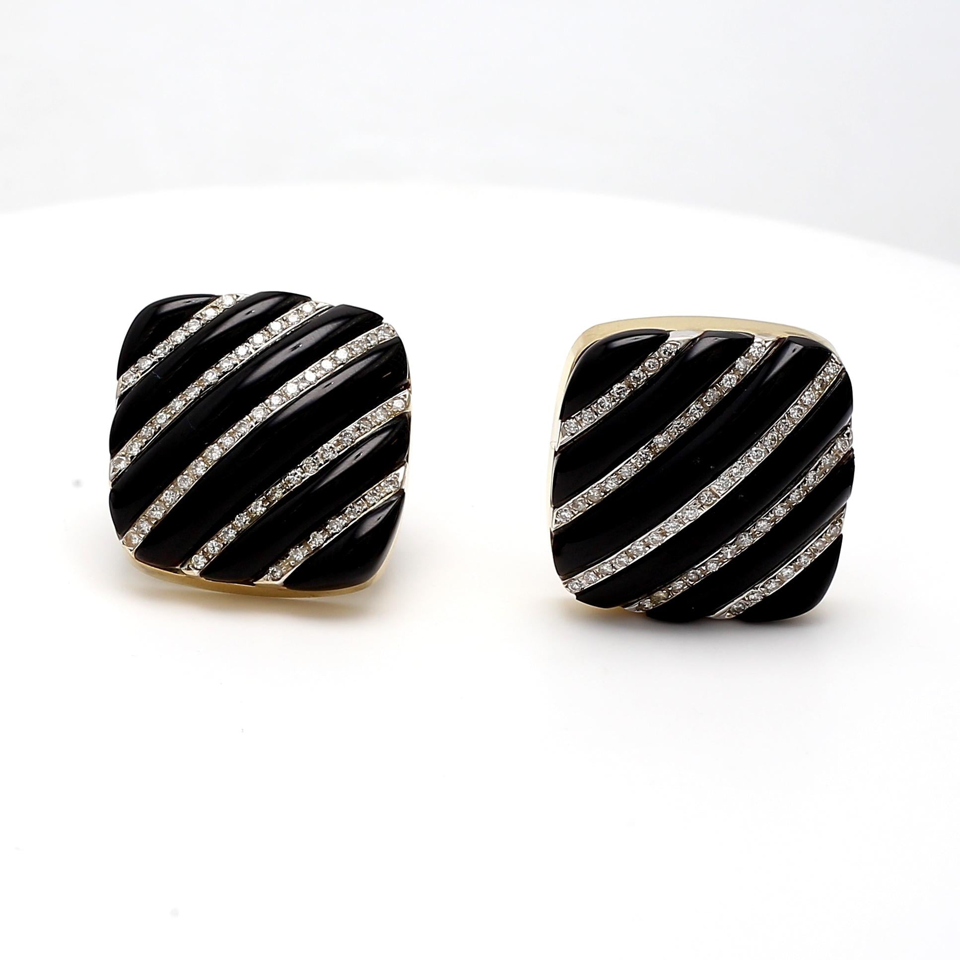 Vintage 14K Yellow Gold Clip-On Earrings with 0.5 Carat Round Diamonds