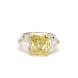 10.13 Carat Radiant Cut Fancy Yellow and White Diamond Platinum Engagement Ring