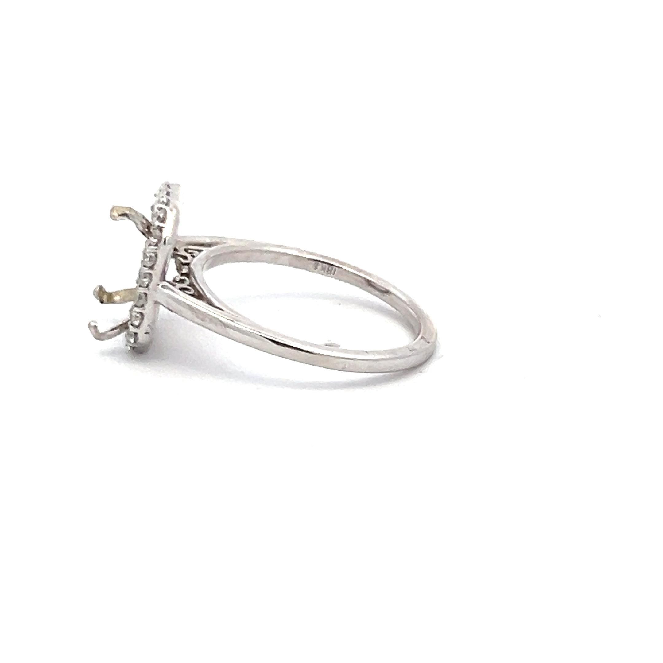 Platinum Semi Mount Ring with 0.22 Carat Round G VS1 Diamonds Fits 9.56x6.26 mm