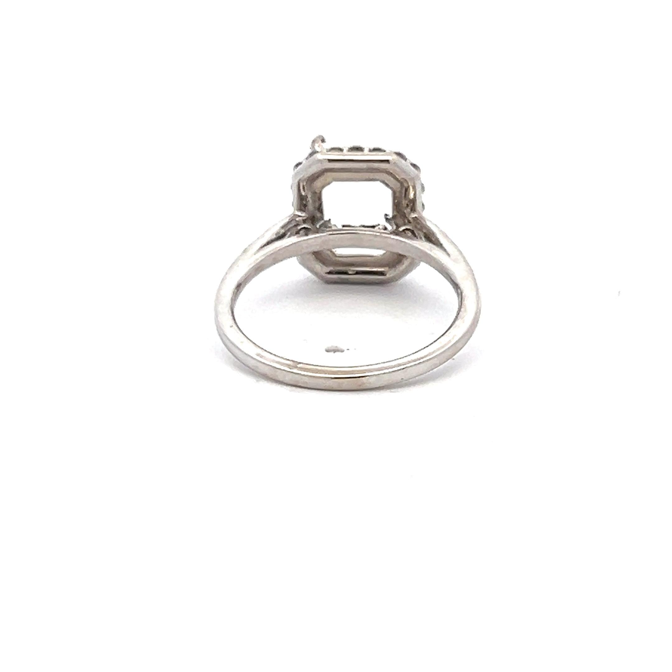 Platinum Semi Mount Ring with 0.22 Carat Round G VS1 Diamonds Fits 9.56x6.26 mm